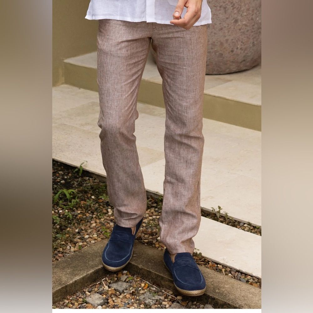 (R3) MARTIN PESCADOR ,100% Heathered Linen Pants-European Linen$164.00 USD S/34